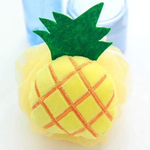 Gul Ananas Myk Fruktformet Badepuff Kroppsåpeskum Boble Nett Ball Kroppsskrubb Bade Dusj Svamp Pouf Loofahs Mesh