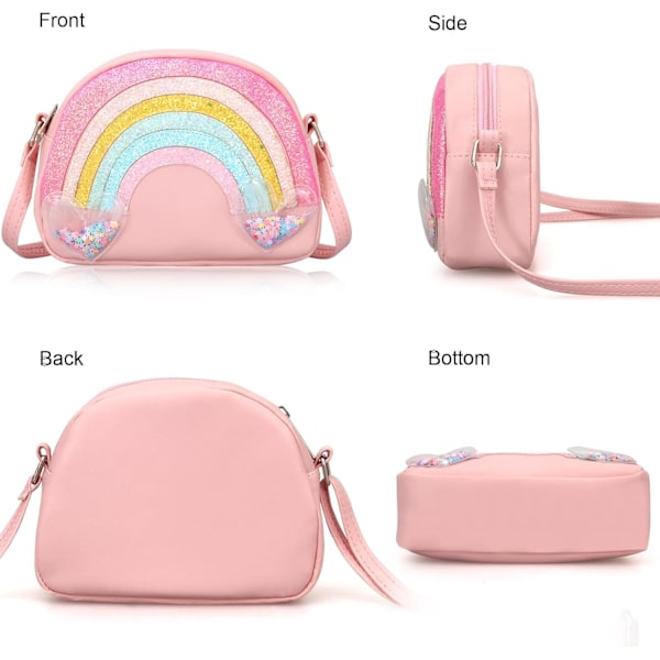 1 st  Söt Crossbody Väska för Små Flickor Toddler Rosa Regnbåge Crossbody Väska Liten Axelväska Barn Plånbok Crossbod