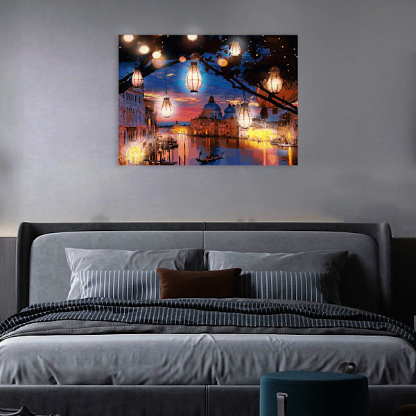 (30x40cm)DIY Painettu Timanttimaalaus Iltahämärässä Yö Venetsiassa L