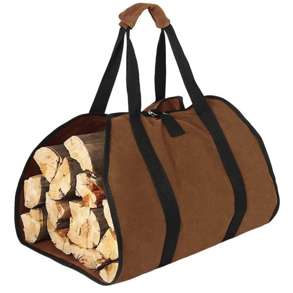Stor bärväska i canvas ved (brun), kraftig vaxad öppen spis