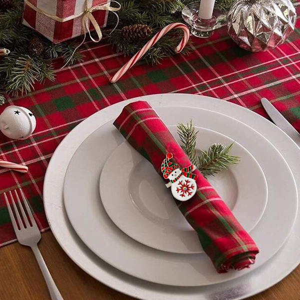 Sæt med 6 Julemandsservietringe, Servietspænder, Servietringholder til Jul, Thanksgiving, Middagsfestbord