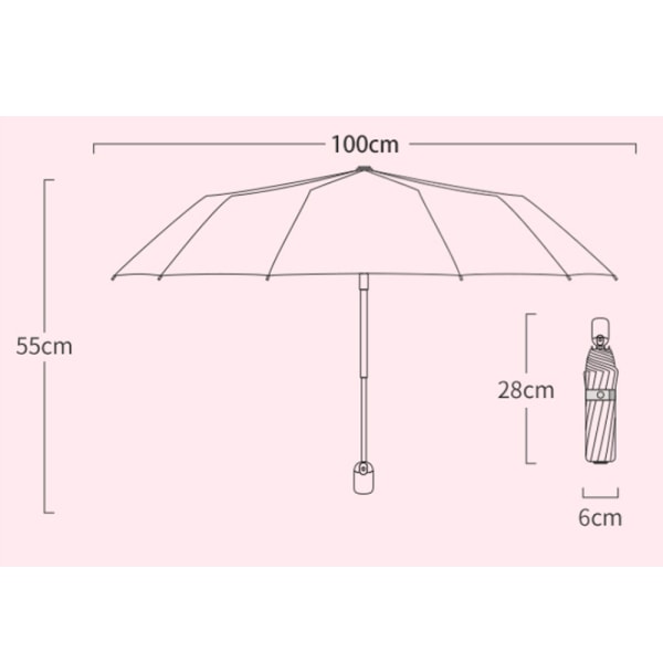 2 Barn automatisk sammenleggbar paraply Uv-bestandig reiseparaply på