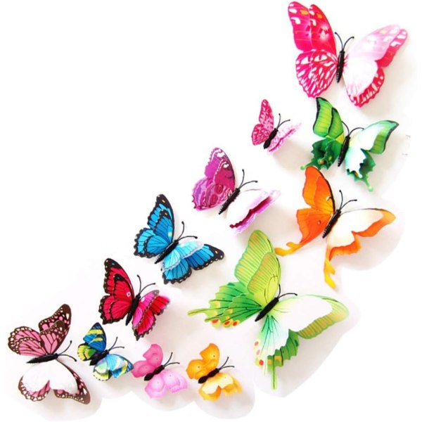 Muraux de Papillons 3D-klistremerke Veggmaleri Autocollants bricolage pap