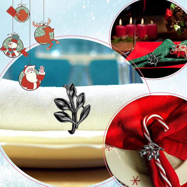 6 stk. Thanksgiving Metallblad Serviettringer Sett Høstblad Servietspenneholdere for Julerett Bryllup Bankett B