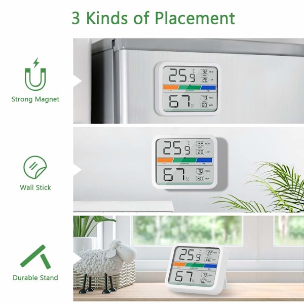 (Vit 2 st) Inomhus termometer digital hygrometer temperatur och