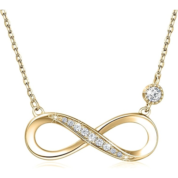 (Guld) Infinity Halsband 925 Sterling Silver Halsband Kärlek Hänge Platina Pläterade Damhalsband,