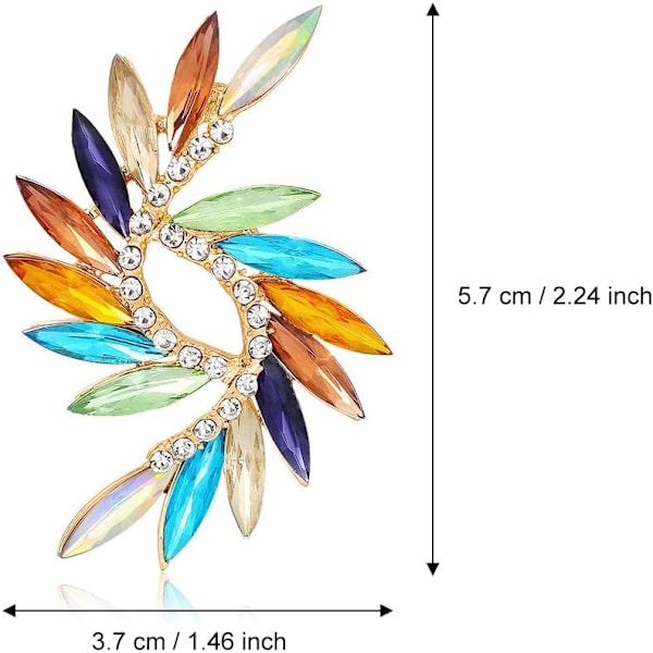 Farverige blade med skabte krystalbrocher til kvinder | Vintage nåle kjolebroche | Blomsternåle til tøj | Farverig blomsternål | | Dame nåle og brocher