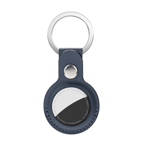 För Apple AirTag lädernyckelring, enkla hål (blå)