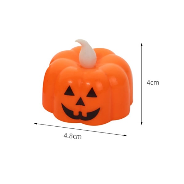 12 stk. Gresskar Tealights Lys Halloween Flammeløse Lys Batteridrevne LED Tealight Smiley Face