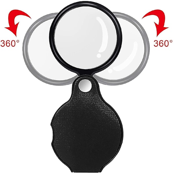 5 stk. 10x mini lommeforstørrelsesglas med foldbar lomme