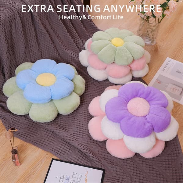 Blomsterpude, bilsædepude til stol, seng, blomsterformet sofapude, dekorative puder (40 cm, pink)