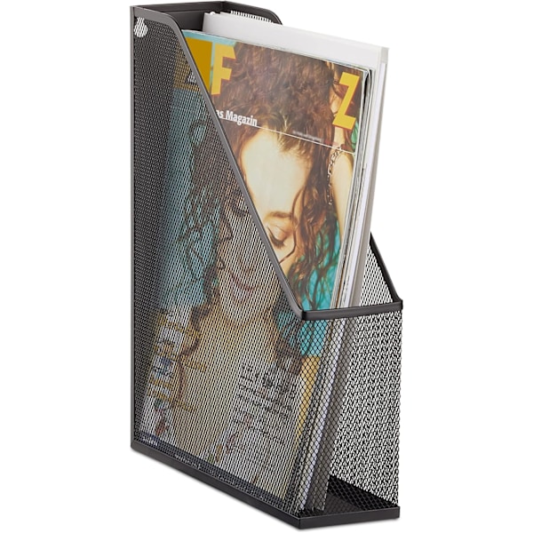 black. Mesh magazine rack newspaper rack magazines document holder metal A4 to C4 wall mounting