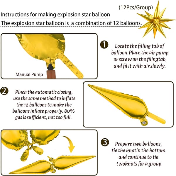 50 st 12-uddiga stjärnballonger, exploderande stjärnfolieballonger, 3D-st
