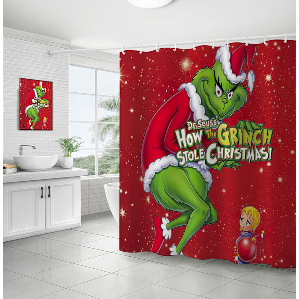 Duschdraperi Jul Tomte Släde Ren Jul