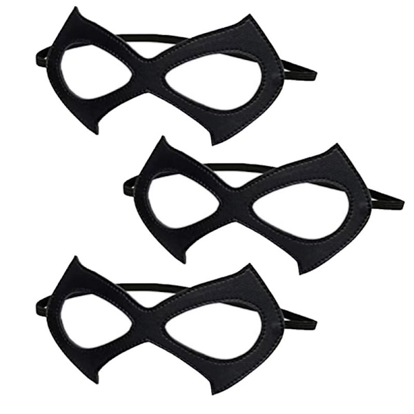 3 stk. Catwoman-masker, maskeballmasker kattemaske svart catwoman-kostyme halv ansikts katt kattunge lær m