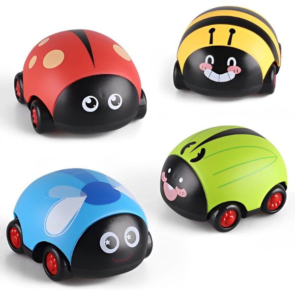 Babybil (8,5x7x4,5 cm), 4 stk små legetøjsbiler til drengepige, små legetøjsbiler, minibilmodeller, M
