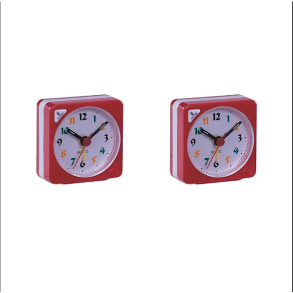 2-pack Mini Resebordväckarklocka Kvarts LED-ljus med Snooze-funktion Batteridriven, Resa