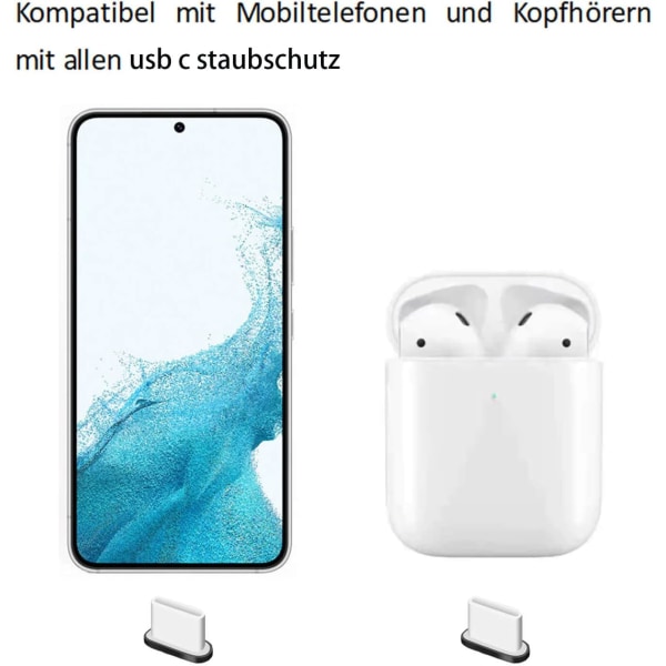 5 kappaleen pakkaus USB C -pölytulppia, yhteensopiva Samsung Galaxy S22 S21/Hua