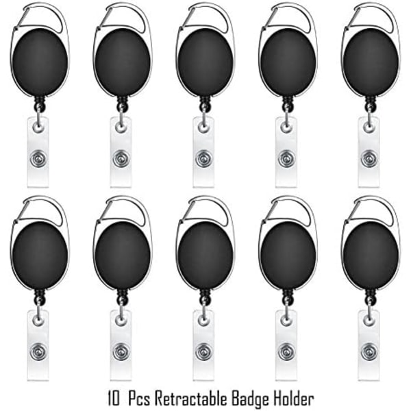 10 stk. Inntrekkbare Badgeholdere Inntrekkbare ID-Badgeklips Badge-Snelle Inntrekkbare med Karabinkrok Snelle-Klips