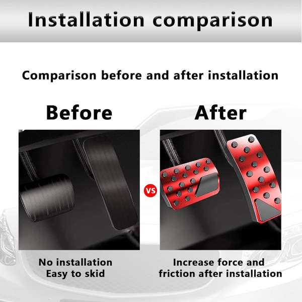 (Rød) 2 stk aluminiumslegering antislip gasspedal bremsepedaldeksel I