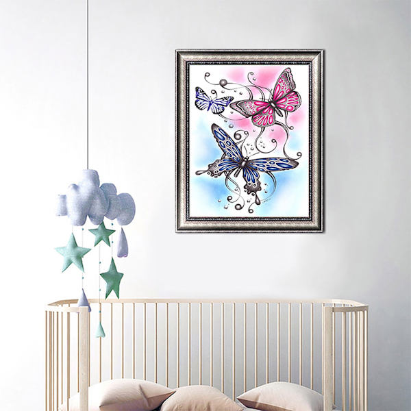 MH-(30x40cm)Perhonen DIY 5D Täysi Pora Timanttimaalaus Numeron Mukaan