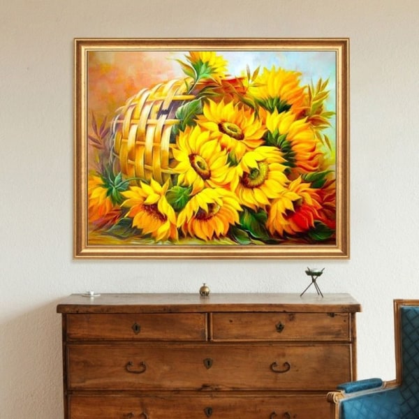 30 x 40 cm ,panier de fleurs tournesol Diamantmaleri Broderi