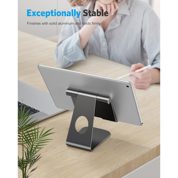 1 stk Tablet Stativ Holder Justerbar, Desktop Aluminium Tablet Dock Cradle Kompatibel med iPad Air/Mini, iPad 10.2/9.7