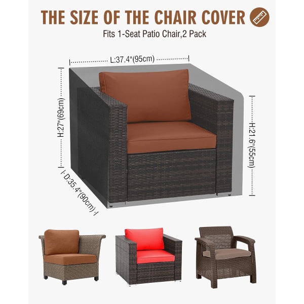 95x90x69cm Trädgårdsstolsöverdrag, 2 st Vattentät Utomhus A