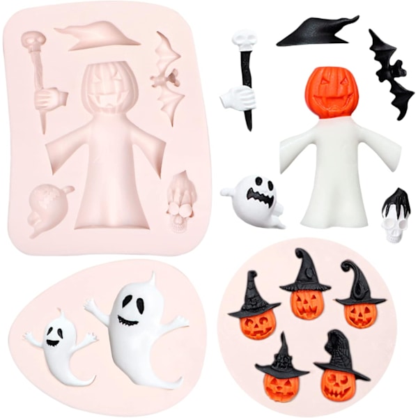 3 Pcs  Pumpkin Silicone Molds Halloween , Halloween Chocolate Ghost Shape Fondant Mold Pumpkin Silicone Cake Candy Mold