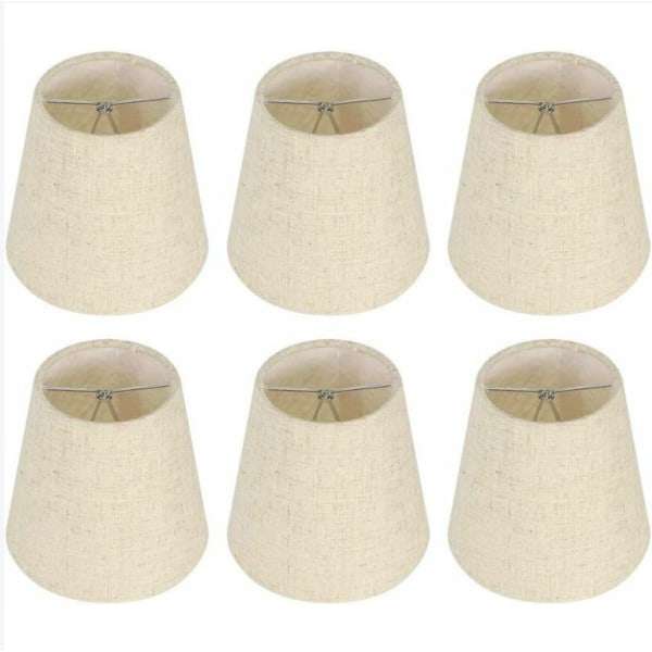 Set med 6 små lampskärmar, Burlap Barrel Lampskärm Clip on Bulb f