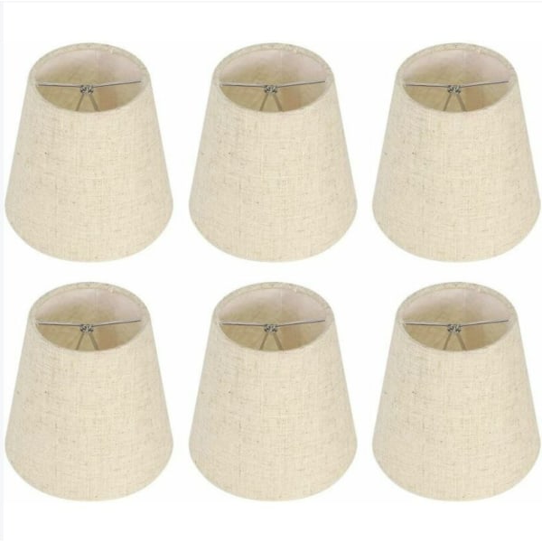 Set of 6 Small Lampshades, Burlap Barrel Lampshade Clip on Bulb f