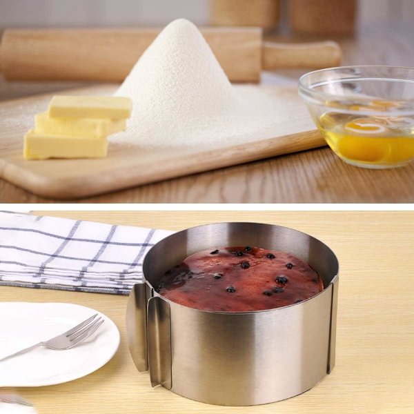 Justerbar konditorsirkel Utvidbar kake sirkel Ø 16-30cm Rund Entremet sirkel INOX Jordbærmous