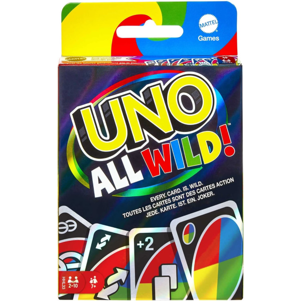 Mattel Games Uno All Wild brett- og kortspill, 2 til 10 spillere, en