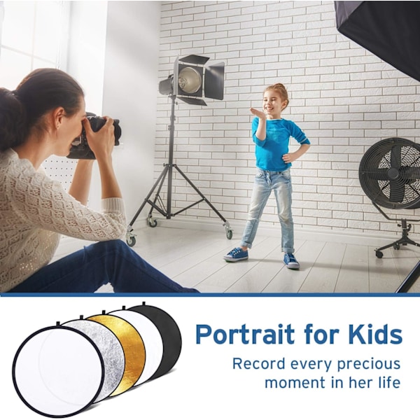 (60 cm) 5 i 1 Fotoreflektor Reflektor för Fotografering Multi-disc Fotoreflektor Fällbar med Ba