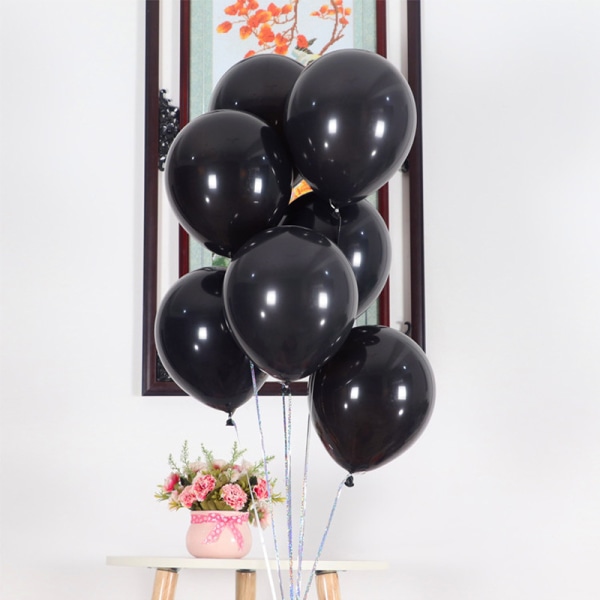 100 pakke svarte ballonger Latex festballonger - 12 tommer runde