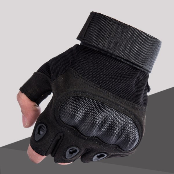 Utomhus halvfinger taktiska motorcykelhandskar (XL) Svart
