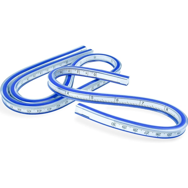 Fleksibel linjal, （30 cm + 60 cm） buet linjal, dobbeltsidig kreativ slangelinjal for skole, studio, Dr.