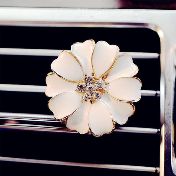 Hvide Marguerit Luftventil Clips, Søde Blomster Bil Luftfriskere Ventil Clips Bil Diffuser Ventil Clip Glam Bil Interiør Dekor Charm Søde Bil Tilbehør Marguerit