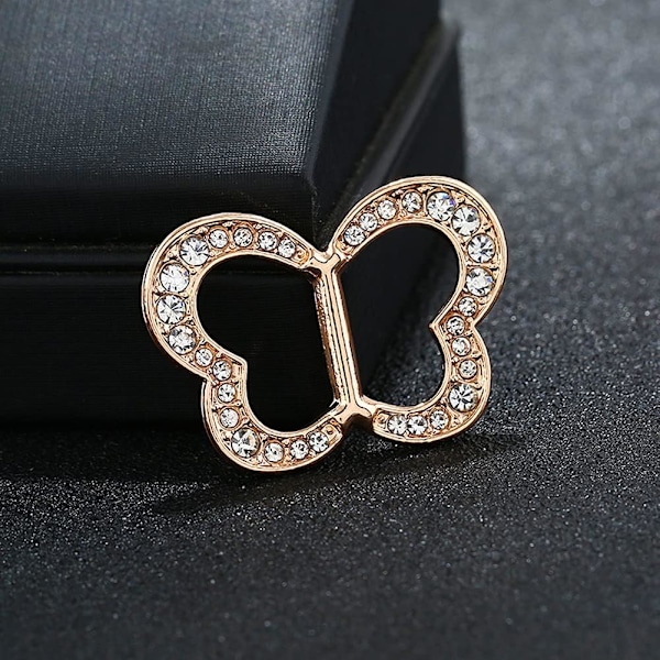 2 Stycken Halsduksspänne Halsduksring Spänne Strass Halsduksspänne Fjärilsform Halsduksspänne Clip Sidenhalsduk Låsring Spänne T-shirt Clips Klämma T