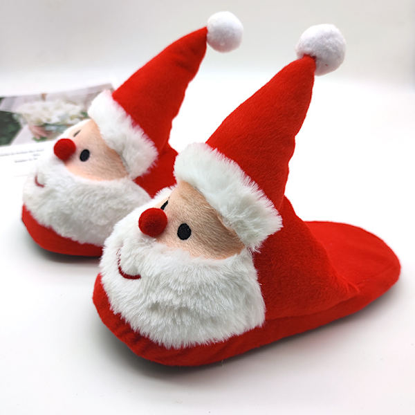 （Storlek 24 cm）Jultomtens julslippers plysch tomteslippers skor vinter varma tofflor jul