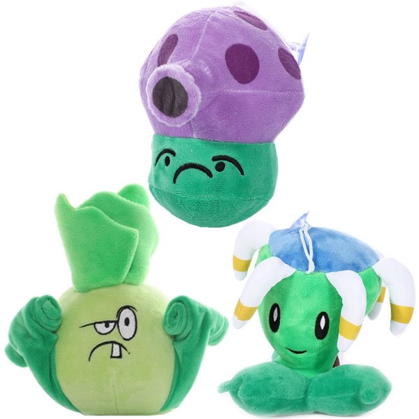 3 st Plants VS Zombies Plants Plysch Set Boomerang Leksak, Bon