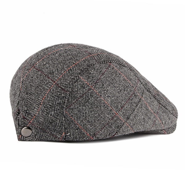 Herre Newsboy Cap Klassisk Sildebens Tweed Uldblanding Flad