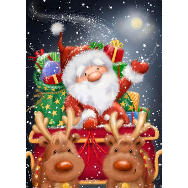 (30x40cm) Jultomten Diamantmålning Kits, Jul Diamantkonst Kit för Vuxna, 5D Diamantmålning
