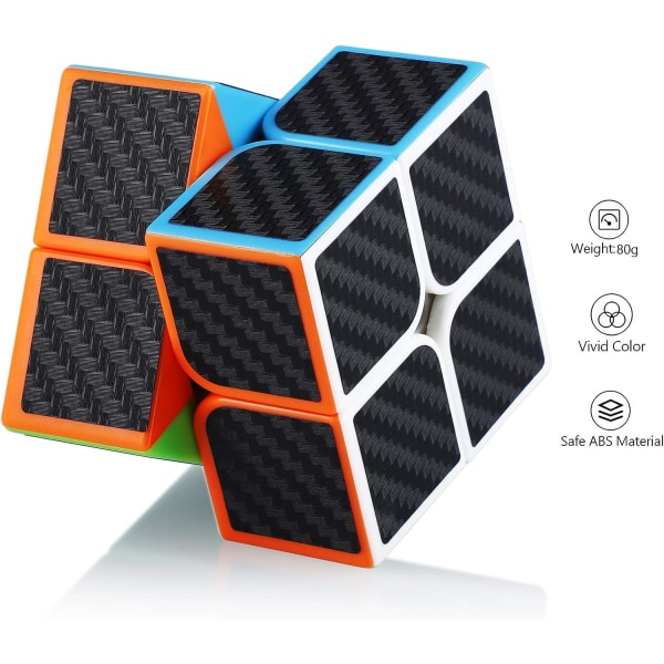 Speed ​​​​Cube Set, 2x2x2 3x3x3 Speed ​​​​Magic Cube, Carbon Fib