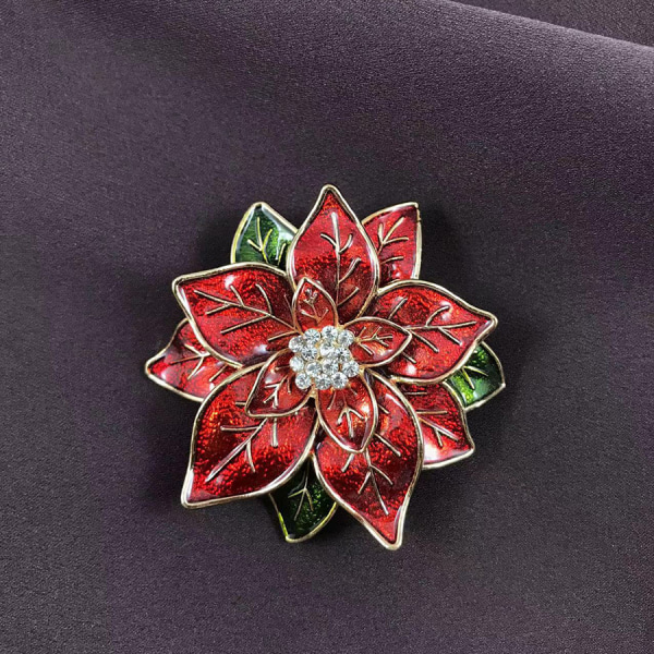 Hög kvalitet Brosch Brosch Handmålad Rose Röda Blommor Bir