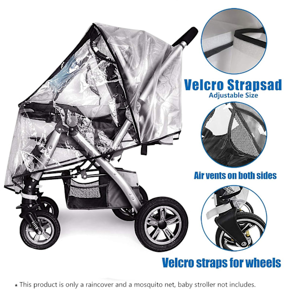 Regnskydd för barnvagn, universellt barnvagnstillbehör, vattentätt, vindtätt