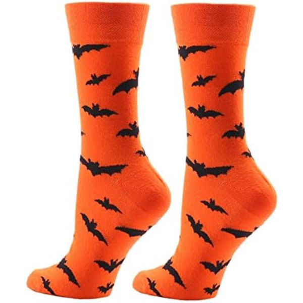 Mænds Halloween Ferie Græskar Flagermus Skøre Nyhed Bomuld Crew Længde Casual Strømper 2 Pak