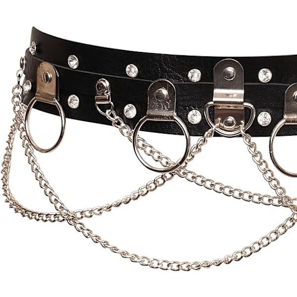 Spikad Bälte O-Ring D-Ring Kedja Parker Konstläder Gothic Punk