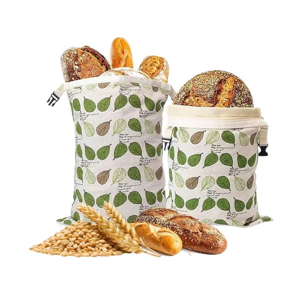 Återanvändbara brödpåsar i bivax 43 x 33 cm, set om 2 | Naturligt bivaxfoder; andningsbart, tvättbart och återanvändbart