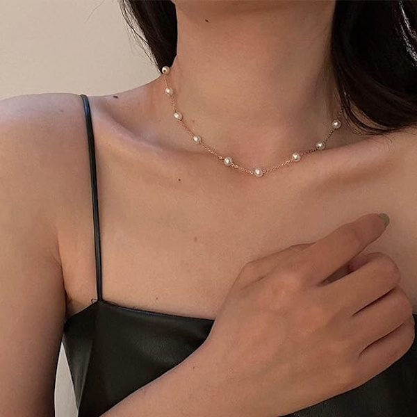 Boho Choker Halskjede Vintage Gull Tiny Beads Satellittkjede Chok